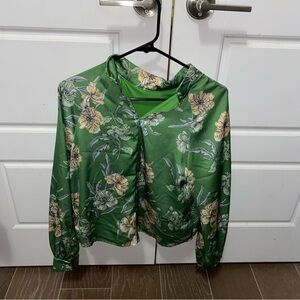 Dee Elly Floral Green Flowers Button Front Dress Size M Mid 90s Vibes Clueless